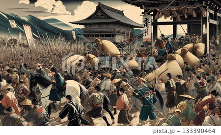 【浮世絵】江戸時代の米騒動：飢餓と怒りの群衆[Ukiyo-e] 133390464