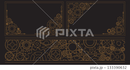 Hand-drawn colorful cogwheel gear frame, border, and corner in doodle sketch style, capturing the concept of teamwork and business progress. Hand-drawn colorful cogwheel gear frame, border, and corner in doodle sketch style, capturing the concept of teamwork and business progress. 133390632