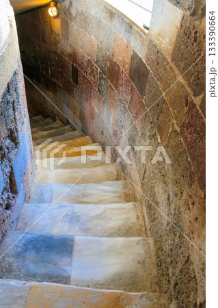 Staircase inside of the Leaning tower in Pisa, Italy. Way to the top of famous tower Staircase inside of the Leaning tower in Pisa, Italy. Way to the top of famous tower 133390664
