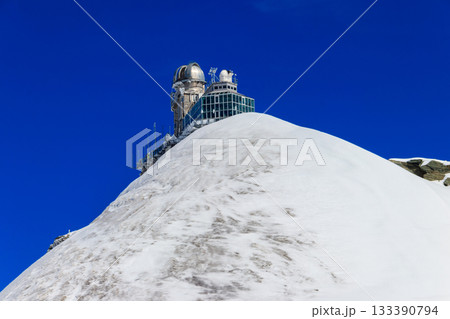 View of Sphinx Observatory on Jungfraujoch, one of the highest observatories in the world located at the Jungfrau railway station, Bernese Oberland, Switzerland 133390794