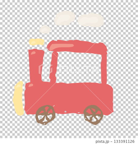 かわいい汽車の先頭車両イラスト（ベタ塗り・子ども向け・ゆるいタッチ） 133391126