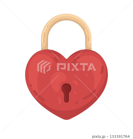 Illustration of heart padlock 133391764