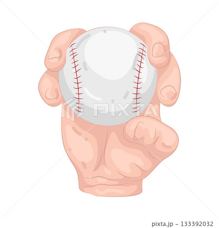 Illustration of hand holding baseball ball Illustration of hand holding baseball ball 133392032