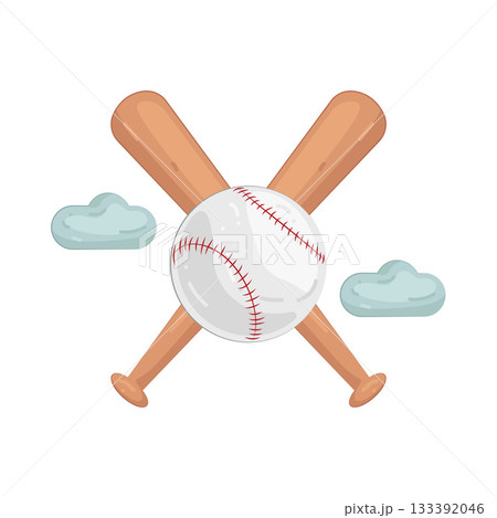 Illustration of baseball bat and ball  133392046
