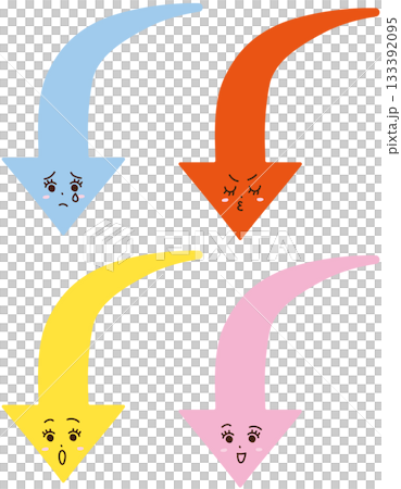 かわいい下向き矢印の感情アイコン 133392095