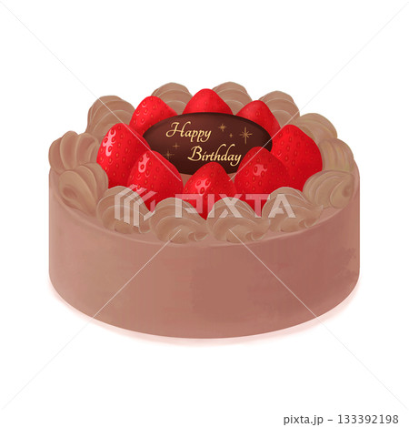 いちごの乗ったチョコレートのお誕生日ケーキ いちごの乗ったチョコレートのお誕生日ケーキ 133392198