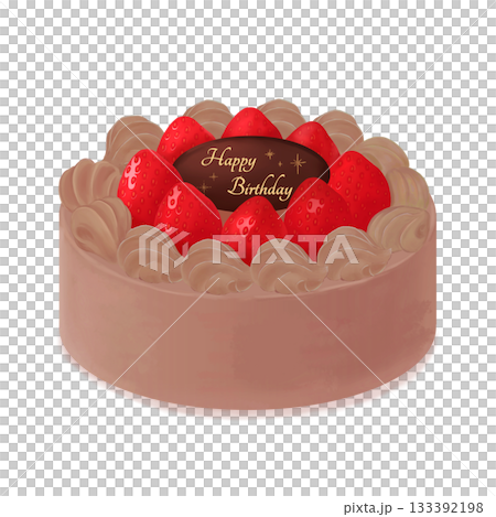 いちごの乗ったチョコレートのお誕生日ケーキ いちごの乗ったチョコレートのお誕生日ケーキ 133392198