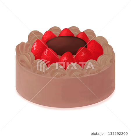 いちごの乗ったチョコレートのお誕生日ケーキ 133392200