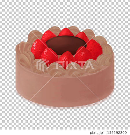 Chocolate birthday cake with strawberries Chocolate birthday cake with strawberries 133392200