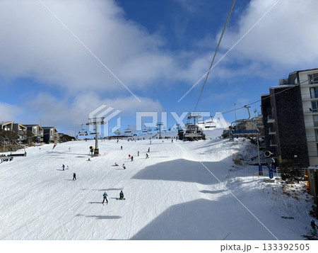 Victoria, Australia - July 4, 2024 : Unidentified people enjoy skiing at Mount Buller Alpine Resort in Victoria, Australia on July 4, 2024. Victoria, Australia - July 4, 2024 : Unidentified people enjoy skiing at Mount Buller Alpine Resort in Victoria, Australia on July 4, 2024. 133392505