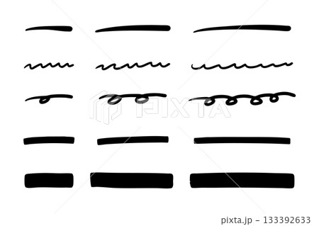 シンプルな手描きマーカーのライン素材 セット シンプルな手描きマーカーのライン素材 セット 133392633