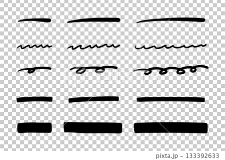 シンプルな手描きマーカーのライン素材 セット シンプルな手描きマーカーのライン素材 セット 133392633