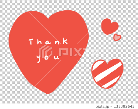 A handwritten illustration of a red heart with "Thank you" written on it, suitable for POPs and illustrations. PNG 133392643