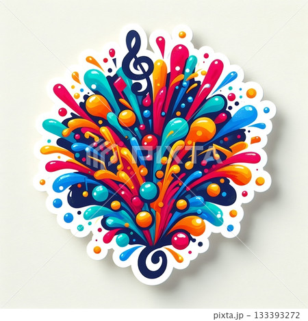 Abstract Digital Symphony in Vibrant Treble Clef with Sound Waves and Music Notes. 133393272