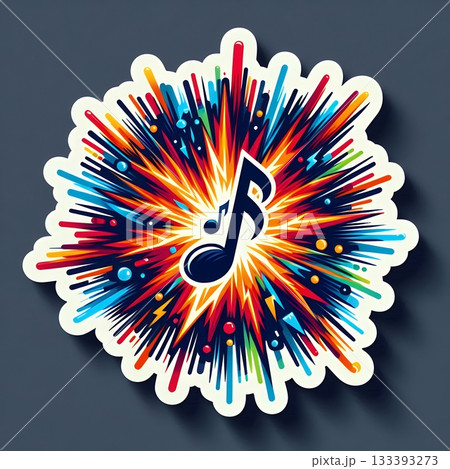 Abstract Digital Symphony in Vibrant Treble Clef with Sound Waves and Music Notes. 133393273