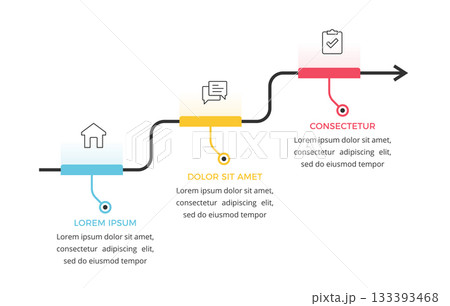 Three Step Process Flow Diagram 133393468