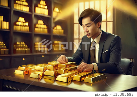 金のインゴットを取り扱うお店・業者のイメージイラスト 133393685