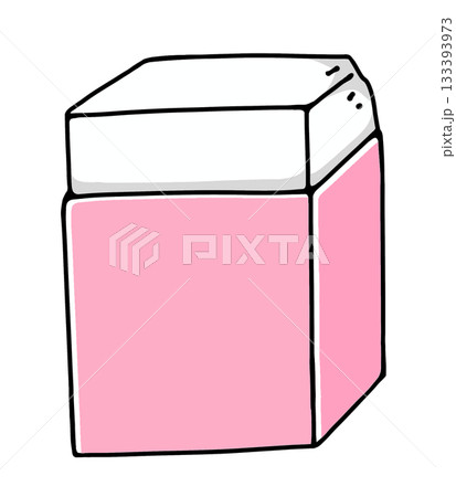 ゆるめシンプルな一部が欠けた消しゴム　ベタ塗り 133393973