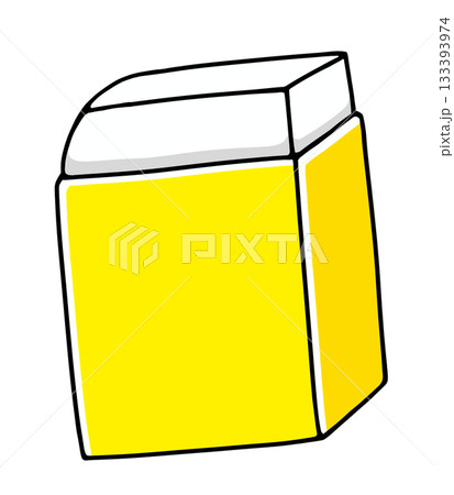 ゆるめシンプルな角が丸くなった消しゴム　ベタ塗り 133393974