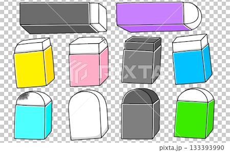 A loose and simple eraser set with various shapes - solid color 133393990