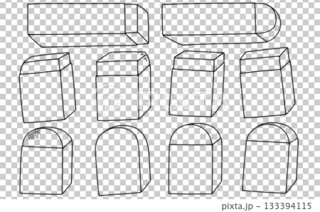 A loose and simple eraser set with various shapes - Line drawing A loose and simple eraser set with various shapes - Line drawing 133394115