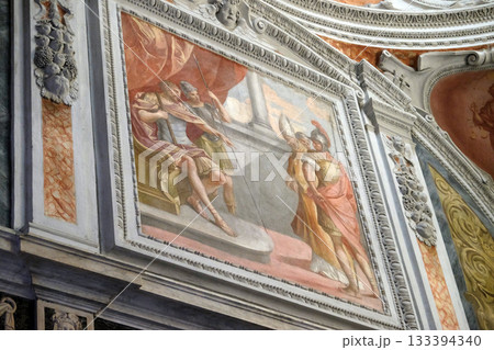 Fresco painting in Basilica of Saint Frediano, Lucca, Tuscany, Italy 133394340
