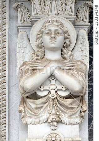 Angel statue in front of the basilica of Saint Paul Outside the Walls, Rome, Italy 133394349