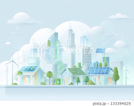 再生可能エネルギーとサステナブルな都市生活2 133394829