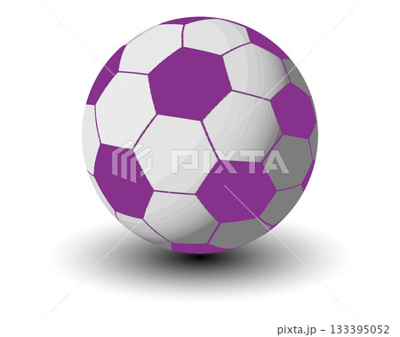 3D Soccer Football Ball with Purple and White Hexagon Panels. 3D Soccer Football Ball with Purple and White Hexagon Panels. 133395052