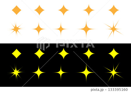 Flash sparkling star icon. Twinkle star shape flash light. Shining flare effect star icons. Set of Sparkling. 133395160
