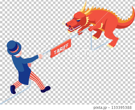 Isometric Economic Tug of War Between the USA and China 133395388