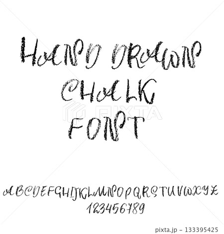 Real Hand Drawn Grunge Chalk Textured Font 133395425