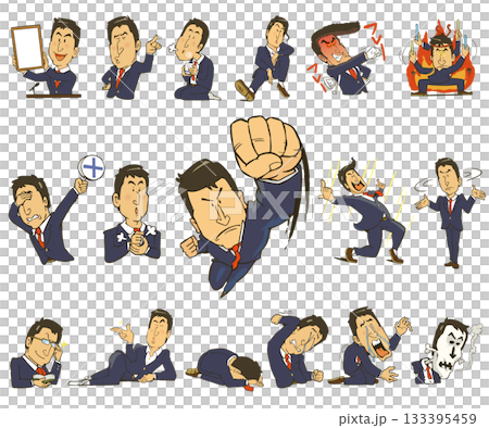 一組描繪辦公室工作人員各種表情的插圖,包括驚訝、沮喪、喜悅等等。 一組描繪辦公室工作人員各種表情的插圖,包括驚訝、沮喪、喜悅等等。 133395459