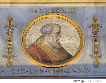 Pope John XIII was Pope from 1 October 965 to his death in 972 in the basilica of Saint Paul Outside the Walls, Rome, Italy 133395480