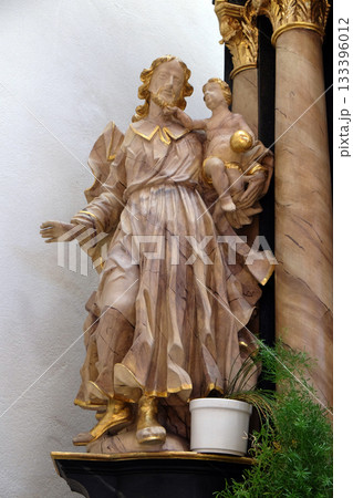 Saint Joseph, statue in the Church of Saint Bartholomew in Leutershausen, Germany 133396012