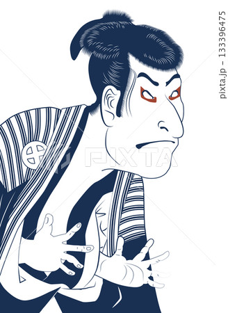 写楽風 浮世絵アレンジ 大谷鬼次 奴江戸兵衛  歌舞伎 大首絵 2色表現イラスト 133396475