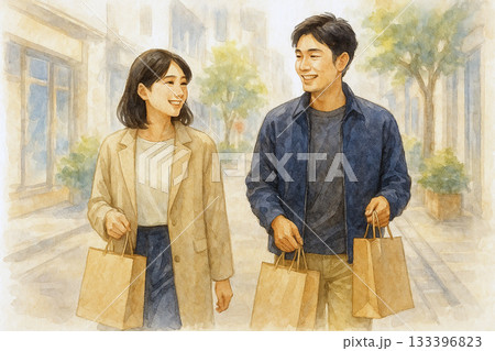 日本人カップルのショッピングデート（街歩き） 133396823