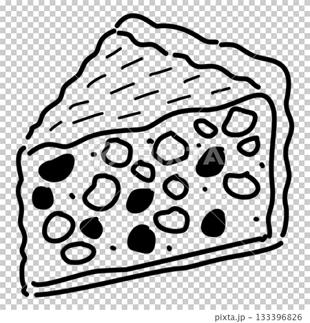 Festive fruitcake slice illustration with detailed candied fruits warm holiday dessert line art perfect for Christmas recipes menus cards packaging and decor 133396826