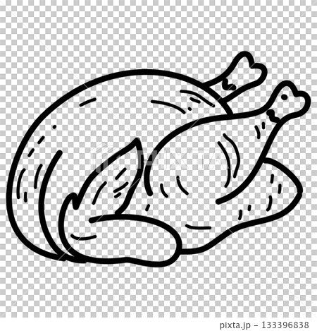 Cozy roast chicken dinner illustration ideal for winter food layouts recipe cards holiday menus and homey kitchen themed designs 133396838