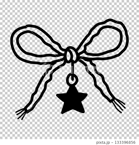 Festive ribbon with a star cheerful Christmas decor illustration ideal for gift tags holiday cards wrapping accents and seasonal design sets 133396856