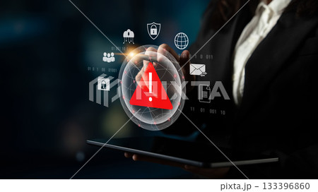 Cybersecurity threat alert warning symbol Parse 133396860