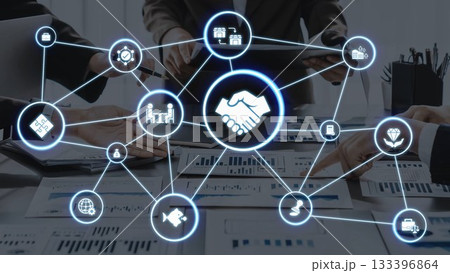 Mergers and acquisitions corporate business deal strategy icons Funnel 133396864