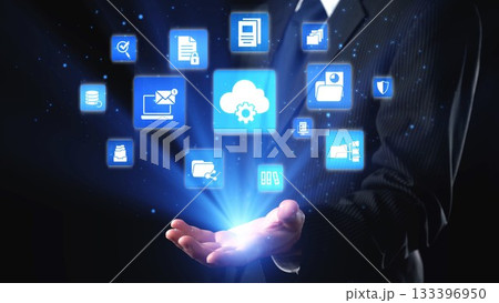 Managing online documents cloud storage and digital file security icons Gist 133396950