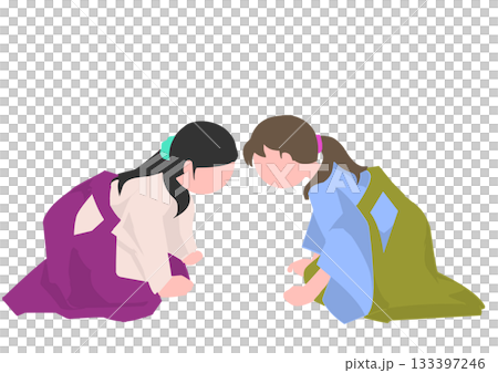 競技かるたで対戦をする女性 133397246