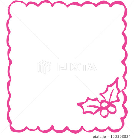 A rounded scalloped border designed with playful curves and a classic holly cluster in the lower corner adding a warm traditional Christmas touch to seasonal pages A rounded scalloped border designed with playful curves and a classic holly cluster in the lower corner adding a warm traditional Christmas touch to seasonal pages 133398824