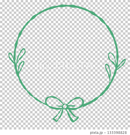 A delicate circular wreath frame made of simple botanical lines and a small bow at the base offering a calm natural border suited for holiday letters cozy stationery tags and scrapbook pages 133398828