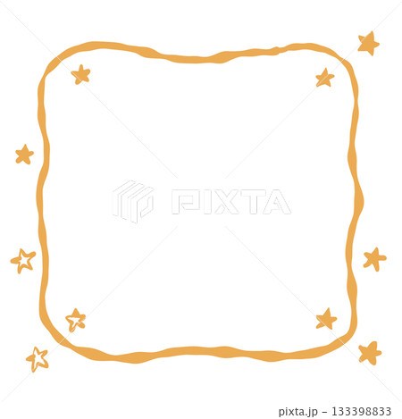 A softly shaped frame decorated with scattered hand drawn stars along the edges creating a warm festive border ideal for cheerful winter messages invitations planners and craft projects 133398833