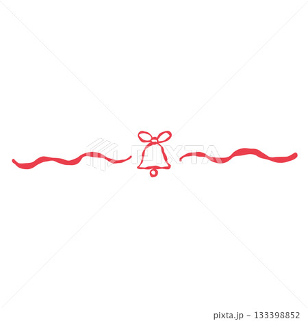 Cute hand drawn bell ribbon divider for Christmas planners holiday journals greeting cards scrapbooking winter borders labels cozy seasonal crafts and decoration uses Cute hand drawn bell ribbon divider for Christmas planners holiday journals greeting cards scrapbooking winter borders labels cozy seasonal crafts and decoration uses 133398852
