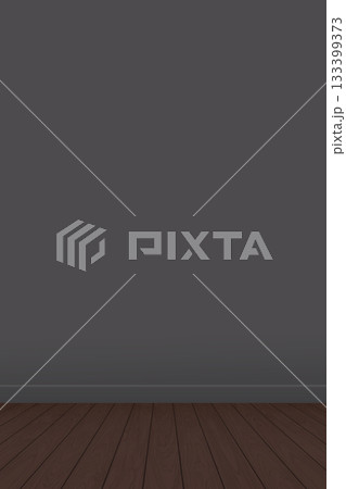 Wooden floor mocha tone with concrete wall vertical background graphic illustration have blank space for advertisement or place the products presentation. 133399373