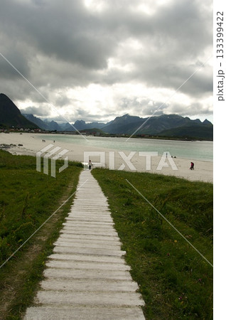 View of Lofoten beach in summer View of Lofoten beach in summer 133399422